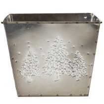 Itens Vaso quadrado de metal com motivo de pinheiro, 18 cm
