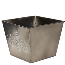 Itens Vaso quadrado de metal com motivo de pinheiro, 18 cm