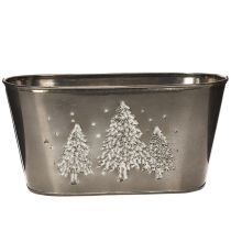Itens Vaso oval com desenho de pinheiro em relevo, 25 cm