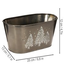 Itens Vaso oval com desenho de pinheiro em relevo, 25 cm