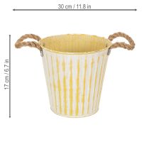 Itens Vaso de metal, decoração de primavera, floreira com alças, amarelo, estilo shabby chic, Ø18cm, A17,5cm