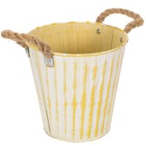 Itens Vaso de metal, decoração de primavera, floreira com alças, amarelo, estilo shabby chic, Ø18cm, A17,5cm