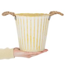 Itens Vaso de metal, decoração de primavera, floreira com alças, amarelo, estilo shabby chic, Ø18cm, A17,5cm
