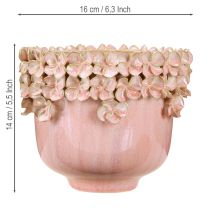 Itens Vaso Cerâmico Rosa – Elegante vaso com decoração de flores Ø16cm