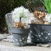 Itens Vaso de flores com delicado desenho de flores silvestres, ideal para varanda ou terraço, 15 cm, conjunto de 3 peças.