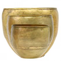 Itens Conjunto de 3 vasos decorativos em metal com aparência de latão, Ø18/15/12,5 cm.