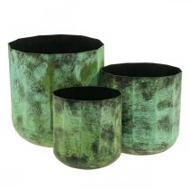 Floreira vaso de metal verde Ø26cm/20cm/16cm conjunto de 3
