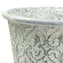 Itens Pote de zinco com decoração creme lavado Ø19cm H20cm