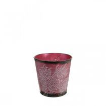 Itens Floreira com decoração de folhas, vaso de metal, outono, vaso de plantas vinho tinto Ø10cm H10cm