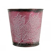 Itens Floreira com decoração de folhas, vaso de metal, outono, vaso de plantas vinho tinto Ø10cm H10cm