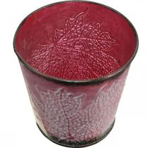 Itens Floreira com decoração de folhas, vaso de metal, outono, vaso de plantas vinho tinto Ø10cm H10cm