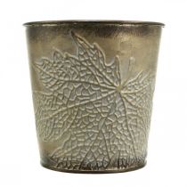 Itens Vaso para outono, vaso de metal com decoração de folhas, vaso de ouro Ø10cm Alt.10cm