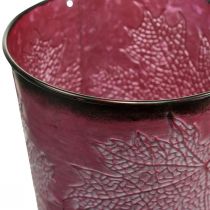 Itens Floreira com decoração de folhas, vaso de metal, outono, vaso de plantas vinho tinto Ø10cm H10cm