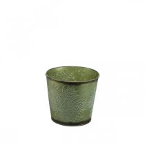 Itens Floreira outono, floreira com decoração de folhas, balde de metal verde Ø14cm Alt.12,5cm