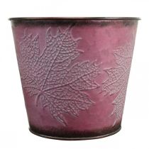 Itens Vaso com decoração de folhas, decoração de outono, plantador de metal vinho tinto Ø16,5 cm A14,5 cm
