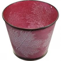 Itens Vaso com decoração de folhas, decoração de outono, plantador de metal vinho tinto Ø16,5 cm A14,5 cm