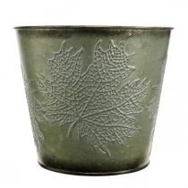 Itens Vaso com decoração de outono, decoração de metal, plantador de outono verde Ø18,5cm Alt.17cm