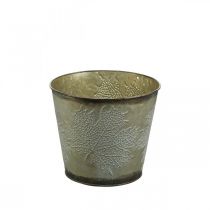 Itens Vaso de outono, floreira com folhas, decoração em metal dourado Ø16,5cm Alt.14,5cm