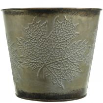 Itens Vaso de outono, floreira com folhas, decoração em metal dourado Ø16,5cm Alt.14,5cm