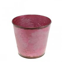 Itens Plantador, balde de metal com folhas, decoração de outono vinho tinto Ø18cm A17cm