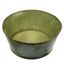 Itens Vasilha com folhas de bordo, decoração de outono, recipiente de metal verde Ø25cm Alt.11cm