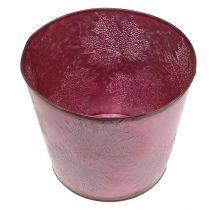Itens Pote de outono, balde de plantas, decoração em metal com folhas vinho tinto Ø25,5cm A22cm