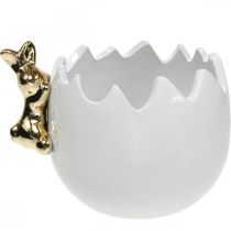 Tigela de páscoa tigela decorativa de cerâmica clara de ovo coelho dourado 2 peças