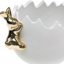 Tigela de páscoa tigela decorativa de cerâmica clara de ovo coelho dourado 2 peças