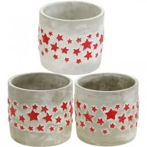 Itens Vaso com estrelas, decoração em cerâmica, aspecto de concreto, vaso de Natal Ø12,5cm Alt.11cm 3pçs