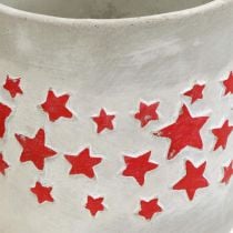 Vaso com estrelas, decoração em cerâmica, aspecto de concreto, vaso de Natal Ø12,5cm Alt.11cm 3pçs