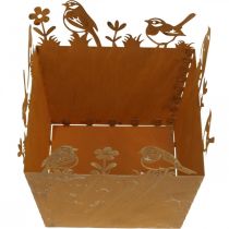 Itens Vaso, decoração em metal com pássaros, cachepot, pátina de mola A15,5cm