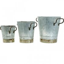 Itens Floreira metal com pegas decoração vintage Ø26/20/17cm conjunto de 3