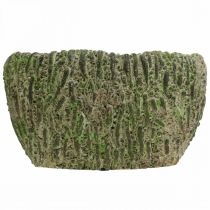 Itens Plantador de concreto oval antigo look verde, marrom 24×14×13cm