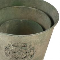 Itens Vaso de flores em metal verde vintage Ø22 cm–13,5 cm conjunto de 3