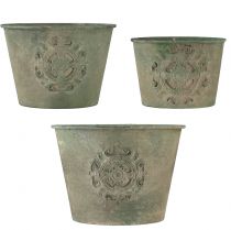 Itens Vaso de flores em metal verde vintage Ø22 cm–13,5 cm conjunto de 3
