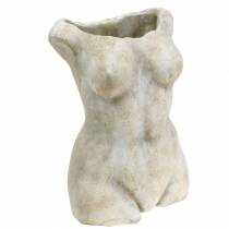 Vaso para plantas torso feminino cinza 19 × 13,5cm Alt.27cm