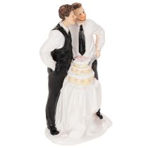 Itens Topo de bolo representando um casal masculino com um bolo, 16,5 cm