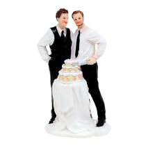 Figura bolo casal masculino com bolo 16,5cm