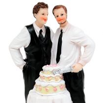 Figura bolo casal masculino com bolo 16,5cm