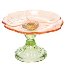 Itens Prato decorativo de vidro com pé, com design floral, para decoração de mesa elegante e decoração de verão, 15 cm