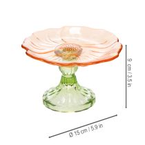 Itens Prato decorativo de vidro com pé, com design floral, para decoração de mesa elegante e decoração de verão, 15 cm