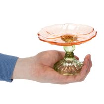 Itens Prato decorativo de vidro com pé, com design floral, para decoração de mesa elegante e decoração de verão, 15 cm