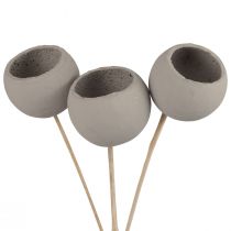 Copos de sino decorativos de flores secas em haste cinza 37 cm 3 unidades