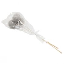 Itens Sinos decorativos de flores secas em haste cinza 37 cm 3 unidades