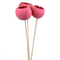 Itens Copos de sino decorativos de flores secas em haste rosa 42 cm 3 unidades