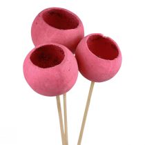Itens Copos de sino decorativos de flores secas em haste rosa 42 cm 3 unidades