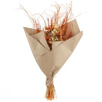 Itens Buquê decorativo de flores secas "Cardo e Mil-folhas" Laranja-Natural, Branqueado, 55cm, 150g - Estilo Casa de Campo