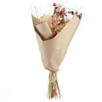 Itens Buquê de flores secas estilo boho com morango, cardo e centáurea em vermelho desbotado, aparência realista, 150g