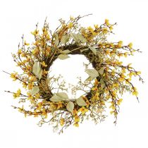 Guirlanda de porta forsythia artificial deco grinalda amarela Ø48cm