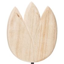 Itens Estatueta decorativa de tulipa em madeira sobre suporte, ideal para dar um toque de primavera, 47,5 cm
